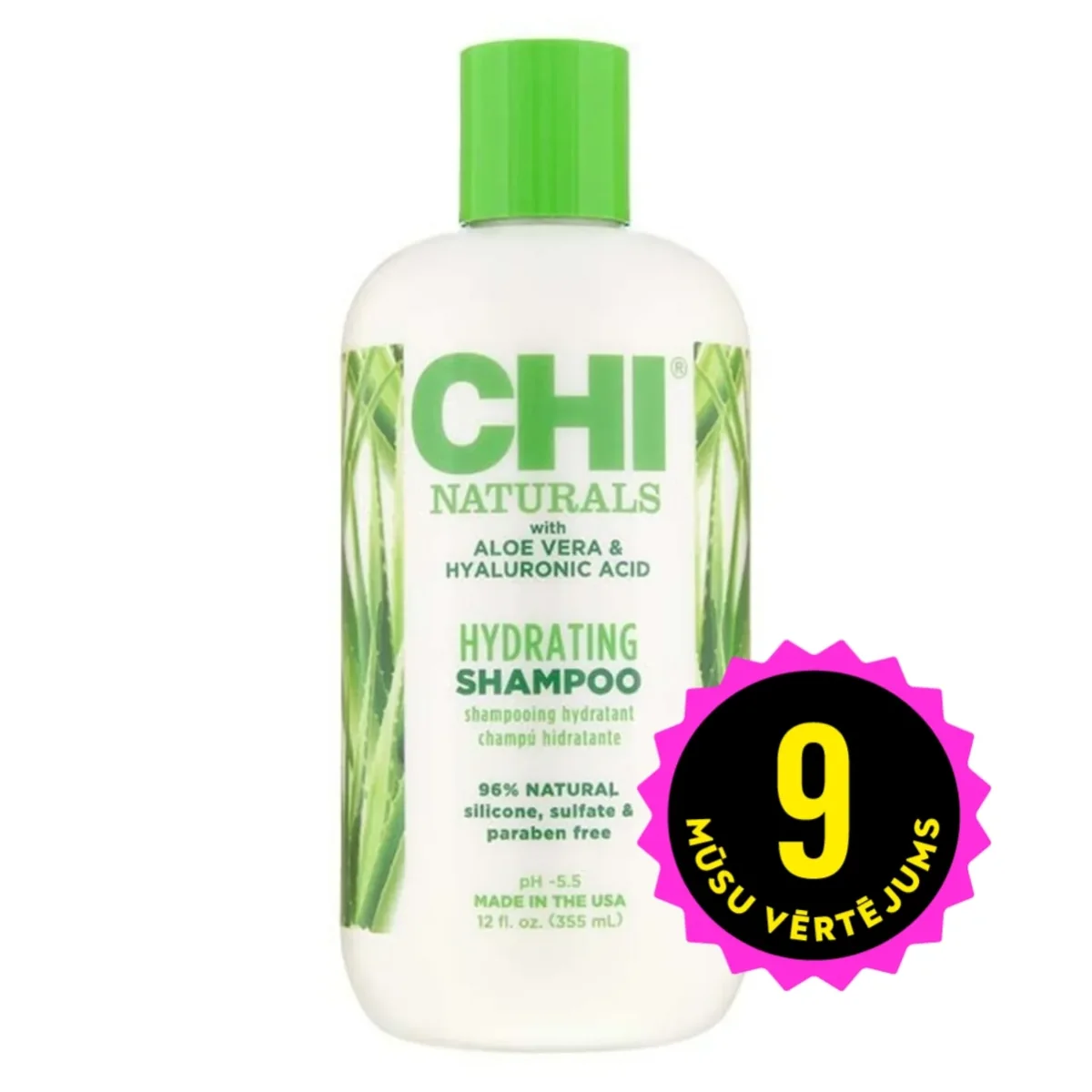 CHI NATURALS Aloe Vera & Hyaluronic Acid mitrinošs šampūns matiem