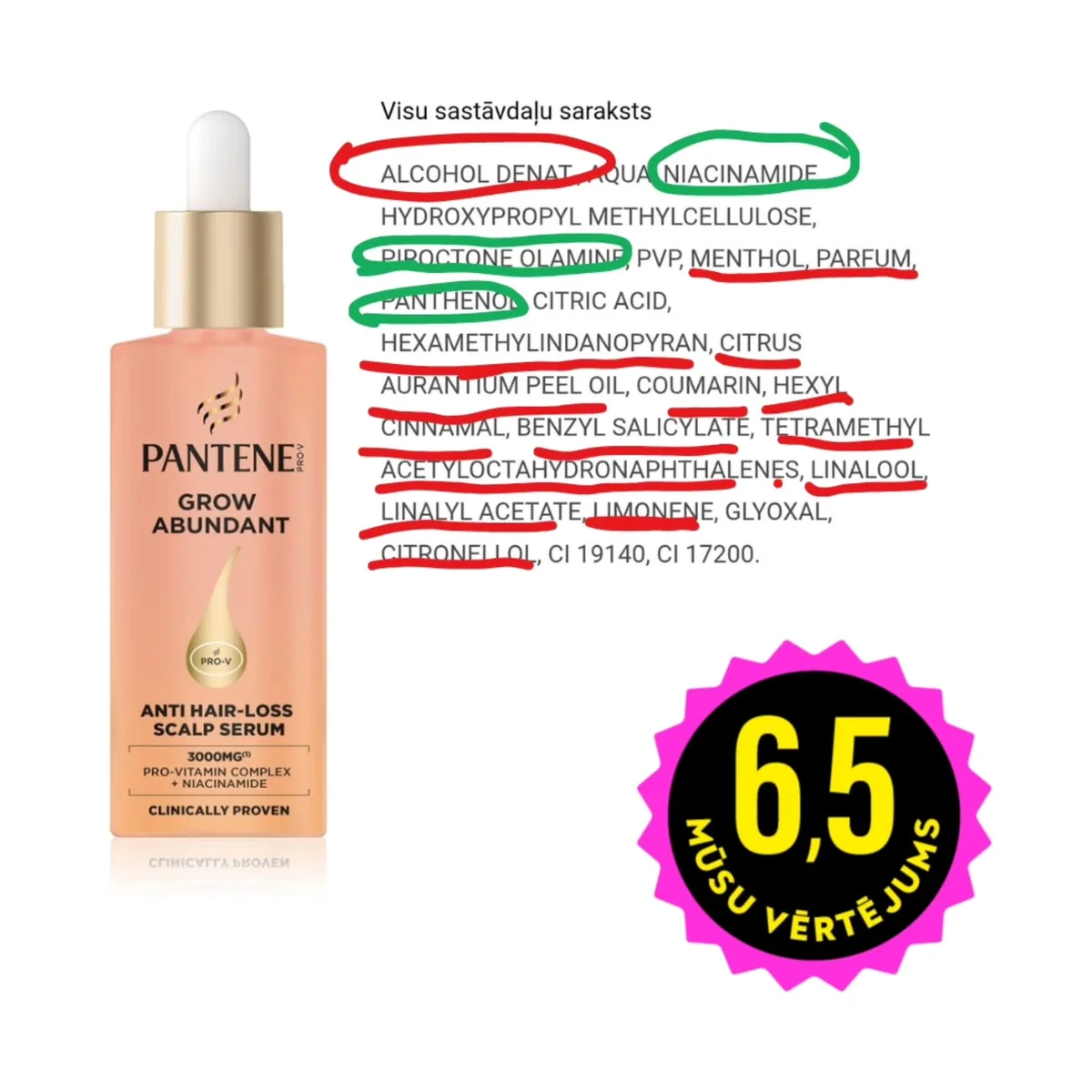 PANTENE ABUNDANT & STRONG DAILY SCALP & ROOT SERUM,SKALPA UN SAKŅU SERUMS PRET MATU IZKRIŠANU