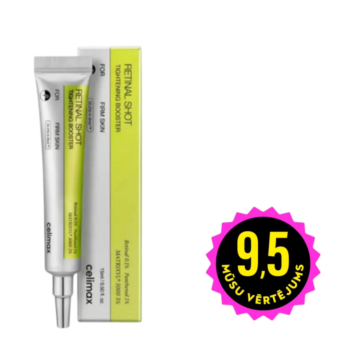 CELIMAX Retinal Shot Tightening Booster krēms sejas ādai ar retinolu un peptīdiem.