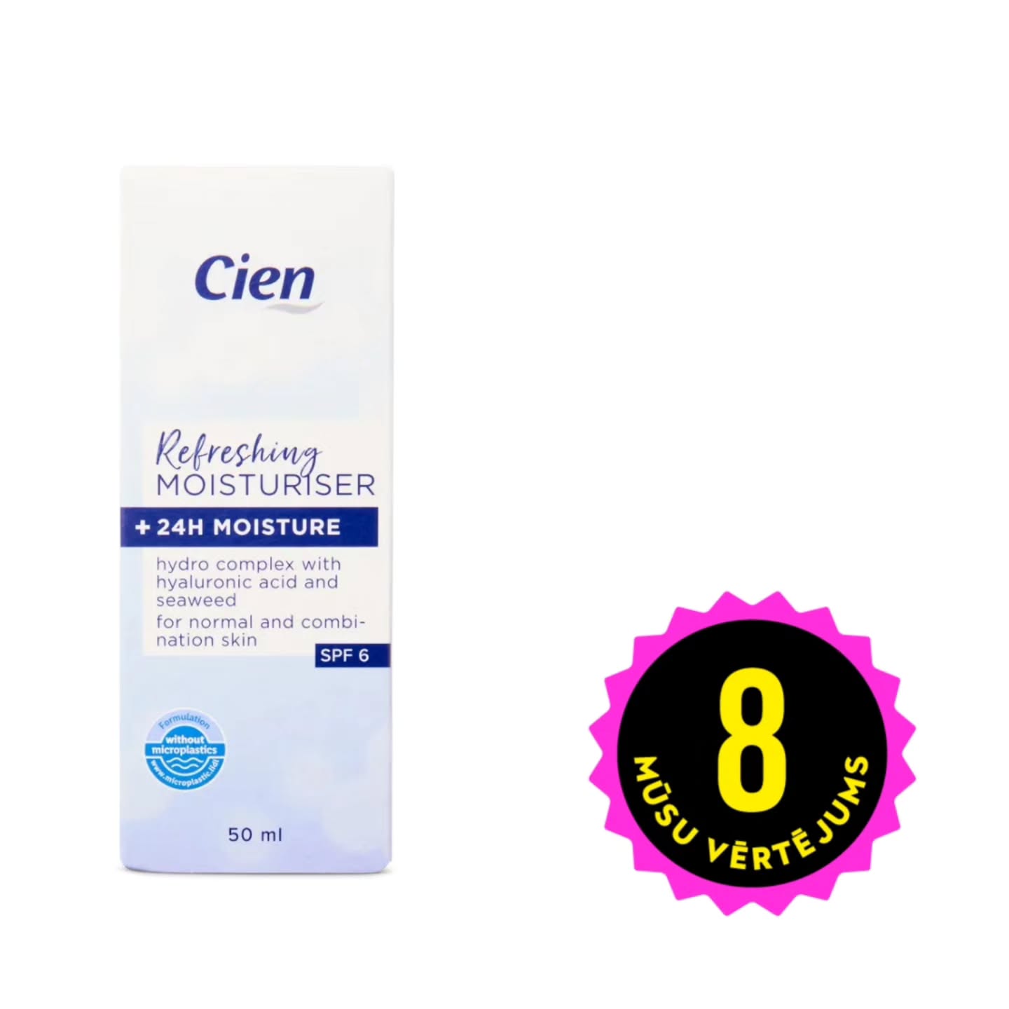 CIEN sejas mitrinošais krēms 24h ar hialuronskābi, SPF6