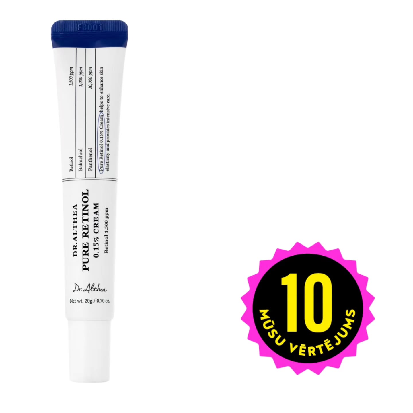 Dr. Althea Pure Retinol 0.15% Cream pretnovecošanās krēms ar retinolu