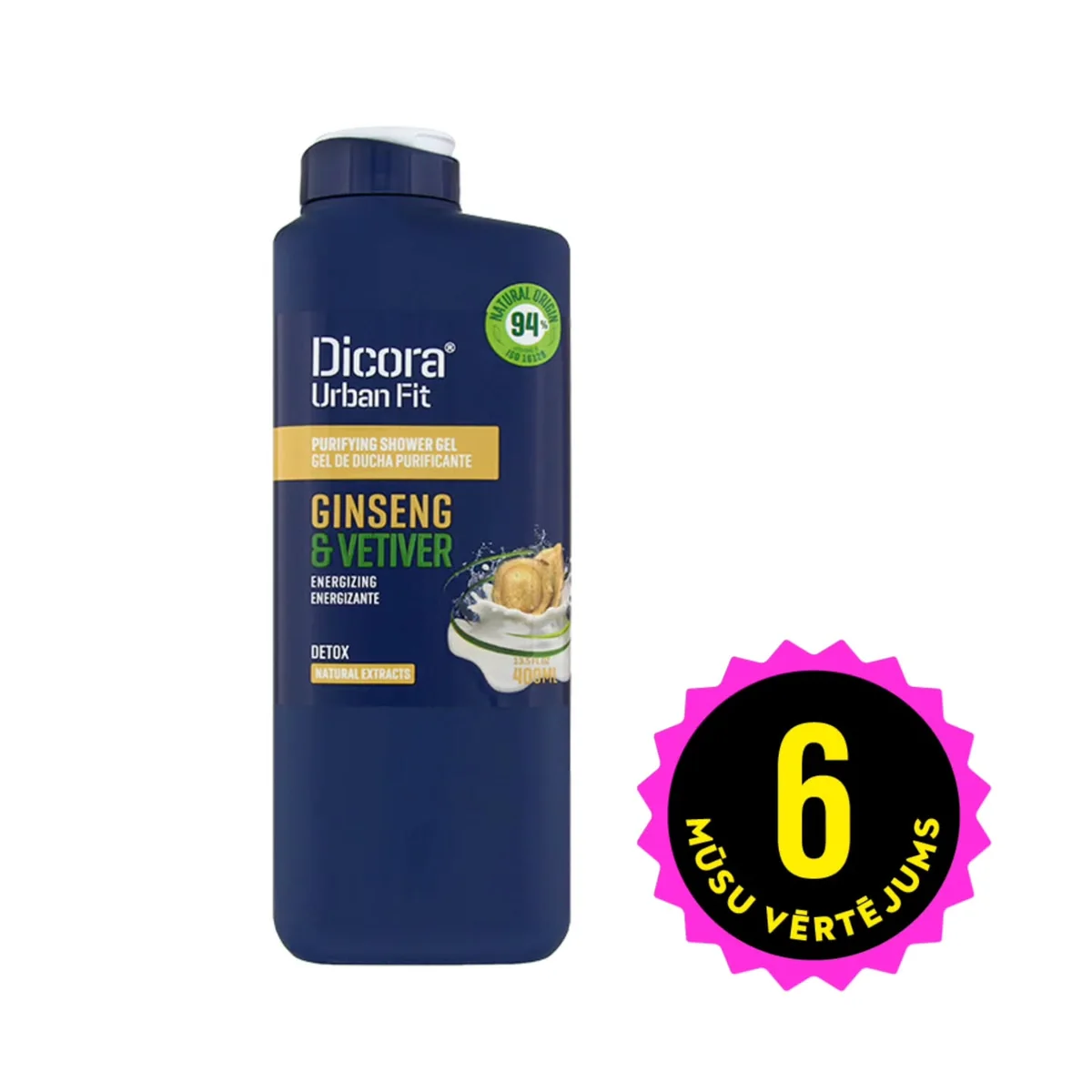 DICORA MEN Ginseng&Vetiver Detox vitalizējoša dušas želeja