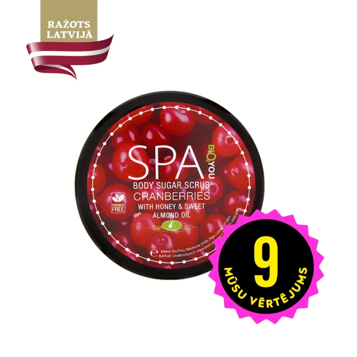 BIO2YOU SPA Cranberries ķermeņa cukura skrubis