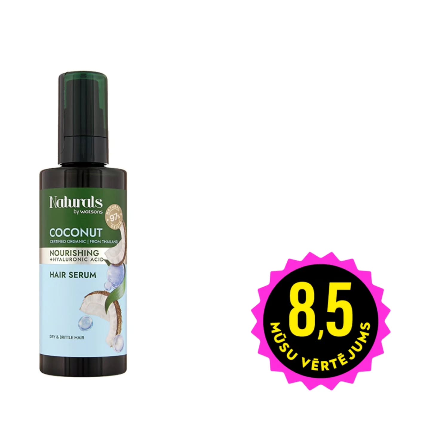 NATURALS BY WATSONS Coconut serums sausiem un trausliem matiem.