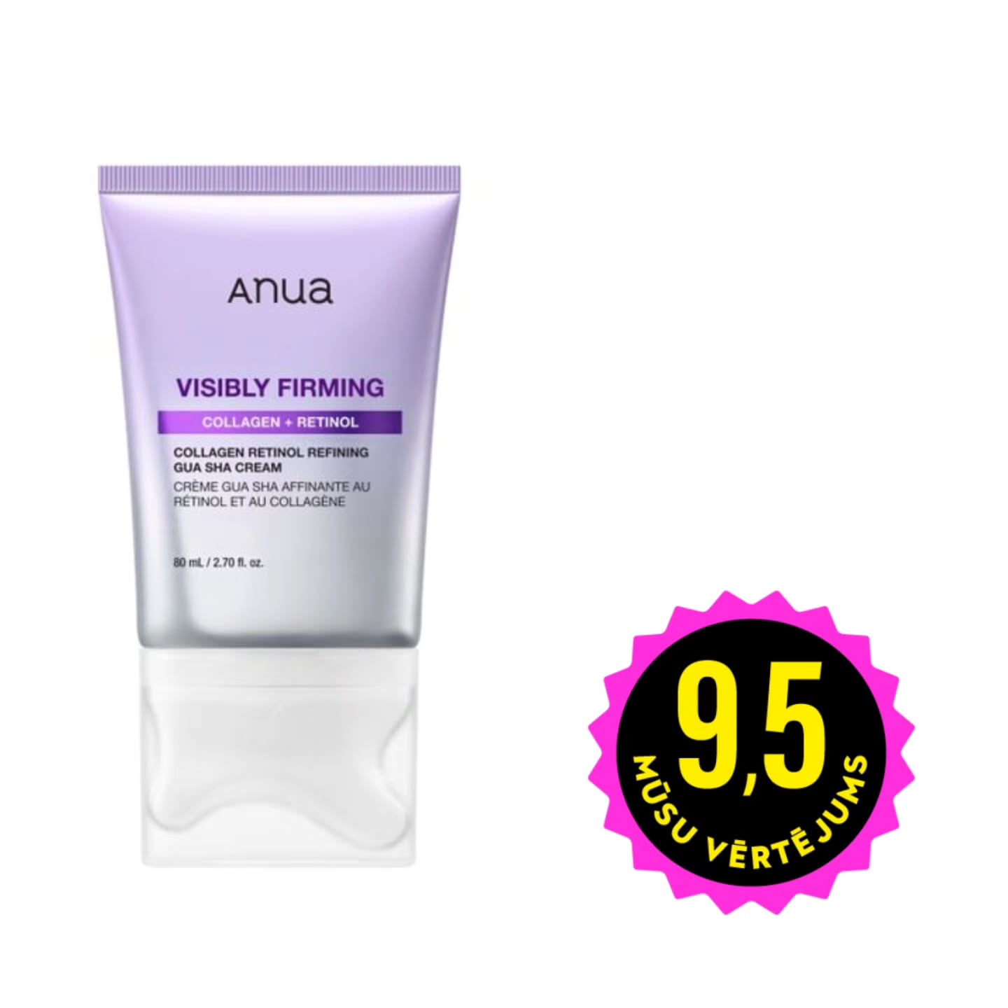 ANUA Collagen Retinol Refining Gua Sha Cream pretnovecošanās krēms ar masāžas uzgali.